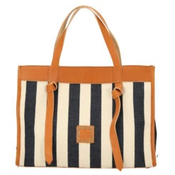 Campomaggi Angelica - Shopper M 38 Cm -Modetaschen Campomaggi Shopping Bag M 38 cm natural blue stripes black print C025571ND X1599 F3195 4