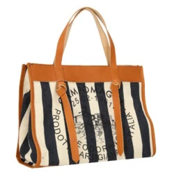 Campomaggi Angelica - Shopper M 38 Cm -Modetaschen Campomaggi Shopping Bag M 38 cm natural blue stripes black print C025571ND X1599 F3195 5
