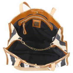 Campomaggi Angelica - Shopper M 38 Cm -Modetaschen Campomaggi Shopping Bag M 38 cm natural blue stripes black print C025571ND X1599 F3195 6