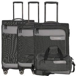 Travelite Viia 4-Rollen-Trolley Set 4tlg. S/M Erw./L Erw. + Reisetasche